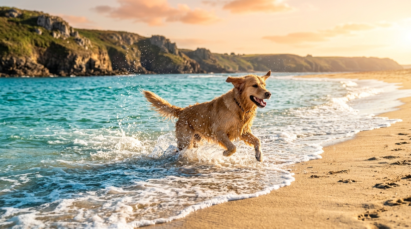 Dog splashing in water